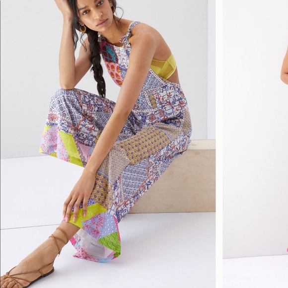 Anthropologie Pants - Amazing Anthropologie Let Me Be Patchwork Overalls size XL